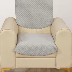 Myntra Elegant Homes 2 Piece Grey Velvet 1 Seater Sofa Cover Without Arms-picture-17