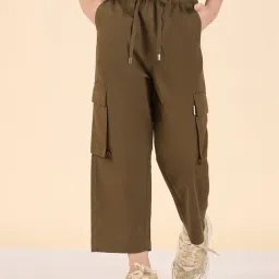 Stylobug Girls Brown Cotton Cargo Pants-image-0