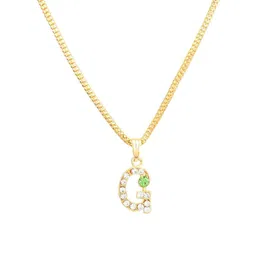 Ekaant Unisex Stainless Steel Crystals Studded G Shaped Pendant With Chain image 3