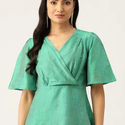 ZIZO By Namrata Bajaj Flared Sleeves Dobby Wrap Top-picture-35