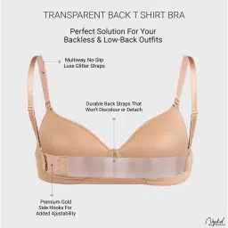 Nykd by Nykaa Multiway Luxe Transparent Back 3/4th Coverage Padded Non Wired T-Shirt Bra-NYB373-Tan image 4