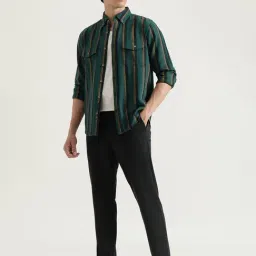 United Colors of Benetton Regular Fit Button Down Striped Double Pocket Flannel Shirt image 4