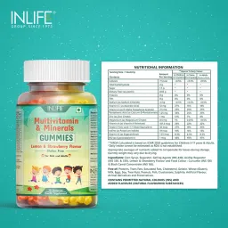 INLIFE Multivitamin Gummies for Kids Teens Men & Women, Daily Gummy Bear Essential Vitamins & Minerals for Healthy Growth, Development, and Immunity - 30 Lemon & Strawberry Flavour Gummies image 4