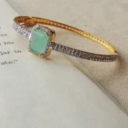 Johori Elegant Mint & CZ Stone Openable Bracelet for Women image 4