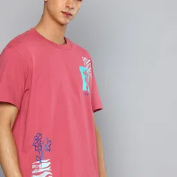 Flying Machine Printed Drop-Shoulder Sleeves Pure Cotton Relaxed Fit T-shirt-picture-25