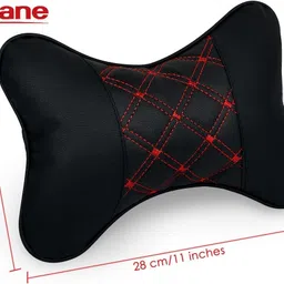 Eliane Faux Leather Universal Car Neck Rest Headrest Pillow Soft Cushion Cervical Pain Relief Support With Adjustable Straps For All Cars Driving Seat Office Chair, Travel Pack of 2 (Red Black) image 4