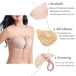 helisha Women's & Girl's Nylon & Spandex Strapless Silicone Wire Free Push up Stick-On Bra (Pack of 1) image 3