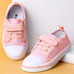 Cute Walk by Babyhug Casual Shoes with Velcro Closure & Butterfly Print - Peach-picture-14