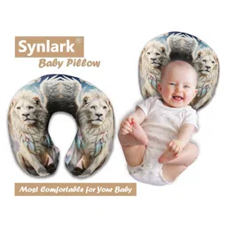 Synlark New Born Baby Soft Neck Supporting Printed Pillow for Head Shaping - Brown-picture-20