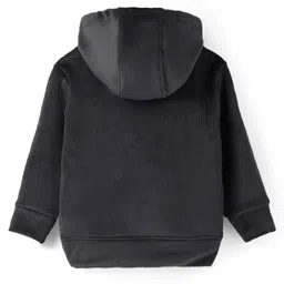 Bodycare Fleece Knit Full Sleeves Hooded Sweatshirt with Text Patch & Kangaroo Pocket- Black image 2