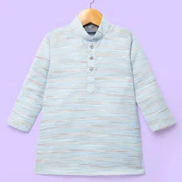 Dapper Dudes Full Sleeves Striped Kurta Pyjama - Blue image 2