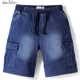 arias by lara dutta Arias Cotton Woven Washed Shorts With Cargo Pockets - Blue image 2