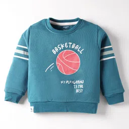 CUCUMBER Looper Knit Full Sleeves T-Shirt & Joggers Set With Basketball Print - Blue image 2