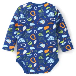 Babyoye 100% Cotton Interlock with Eco-Jiva FinishLion Printed OnesiesPack of 2 - Blue Orange & Blue image 3