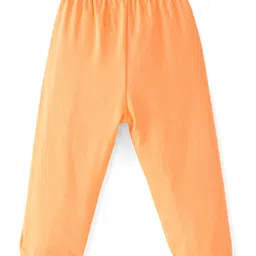 Doodle Poodle 100% Cotton Knit Bear Printed Bootie Leggings Pack of 2- White & Orange image 3