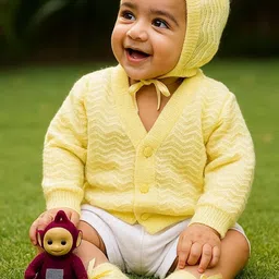 Little Angels Boys Chevron Woollen Cardigan-image-36