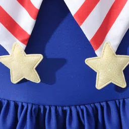 Babyhug Half Sleeves Frock Swimsuit Star Print & Applique - Blue image 5