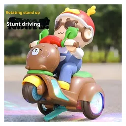YAMAMA Musical Toys For Kids Cute Rocking Tricycle Toys With Lights And Music Themed Automatic 360 Degree Rotating Stunt Motorcycle Kids Toys(Pack of 1Color May Vary) image 5