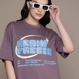 The Roadster Lifestyle Co. Printed Drop-Shoulder Sleeves Oversized T-shirt-picture-11