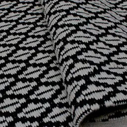 MRIC White & Black Geometric Handmade Woollen Carpet image 5