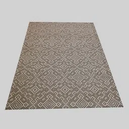 MRIC White & Beige Geometric Handmade Woollen Carpet image 5