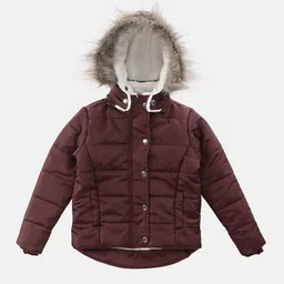 GOJI Kids Burgundy Hooded Puffer Jacket-picture-23