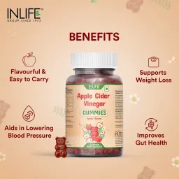 INLIFE Apple Cider Vinegar Gummies for Weight Management with Folic Acid, Vitamin B12, Beet Root and Pomegranate Extract, Detox, Appetite Suppressant & Healthy Digestion - 30 Apple Flavour Gummies image 5