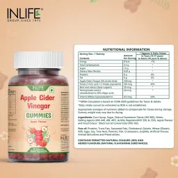 INLIFE Apple Cider Vinegar Gummies for Weight Management with Folic Acid, Vitamin B12, Beet Root and Pomegranate Extract, Detox, Appetite Suppressant & Healthy Digestion - 30 Apple Flavour Gummies image 4