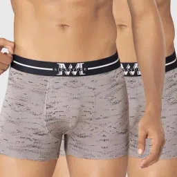 Macroman M-Series Grey Regular Fit Printed Trunks - Pack Of 2-image-29