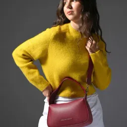 United Colors of Benetton Maroon Renate Textured Shoulder Bag-picture-44