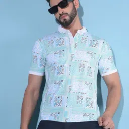 Crimsoune Club Green Cotton Slim Fit Printed Polo T-Shirt-picture-41