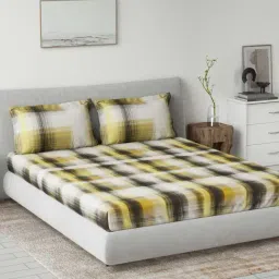 Ddecor Live beautiful Primary Yellow 144 TC Cotton Queen Bedsheet with 2 Pillow Covers-picture-25