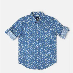 Allen Solly Boys Blue Floral Full Sleeves Shirt-picture-23