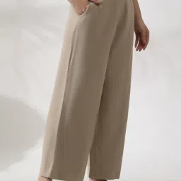 W Beige Mid Rise Flared Pants image 4