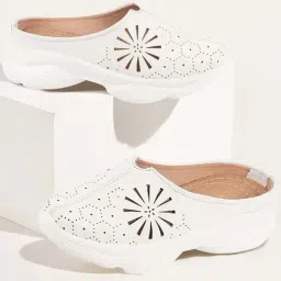 Fausto Women's White Mule Shoes-picture-29
