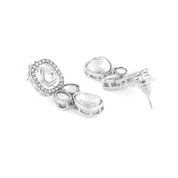 Zaveri Pearls Silver Tone Austrian Diamonds Necklace Earring Ring Set-ZPFK17595 image 4