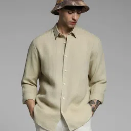 Jack & Jones Beige Linen Regular Fit Shirt image 4