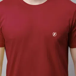 Friskers Maroon Slim Fit Crew T-Shirt image 4