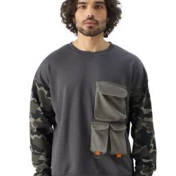 The Souled Store Originals Grey Loose Fit Camo Print Oversized Sweatshirt-picture-18