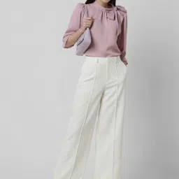 Van Heusen White Cotton Regular Fit Trousers image 4