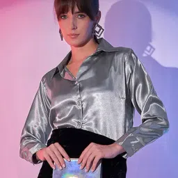 BUYNEWTREND Grey Cropped Shirt-image-13