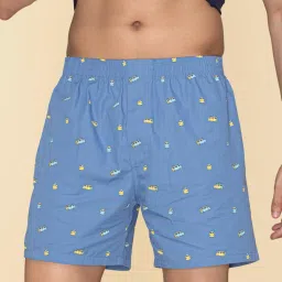 XYXX Surfing Black & Bus Blue Cotton Relaxed Fit Printed Boxers - Pack Of 2 image 4