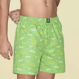 XYXX Bus Grey & Wave Green Cotton Relaxed Fit Printed Boxers - Pack Of 2 image 4