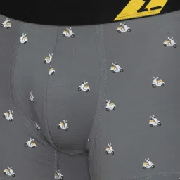 XYXX Vespa Grey Cotton Regular Fit Printed Trunks image 4