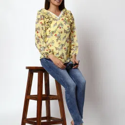 Prettify Yellow Floral Print Top image 4