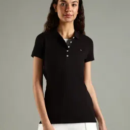 TOMMY HILFIGER Pvh Black Solid Slim Fit Cotton Polo T-Shirt-picture-37