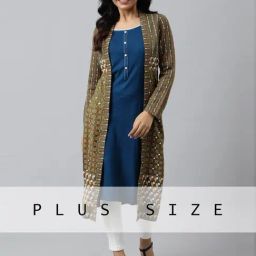 Aurelia Green & Blue Printed Straight Kurta-picture-12