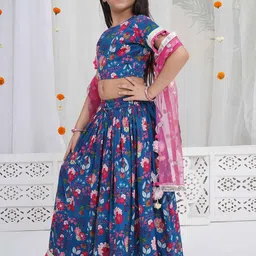 Little Bansi Girls Printed Ready to Wear Lehenga & Blouse With Dupatta image 3