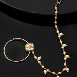 Voylla Gold Kundan Elegance Royal Blossom Nath-image-11