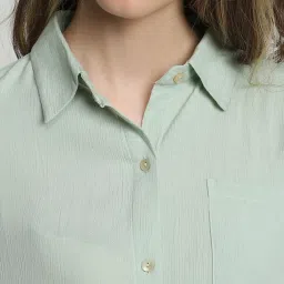 Forever 21 Mint Green Rayon Textured Shirt image 4